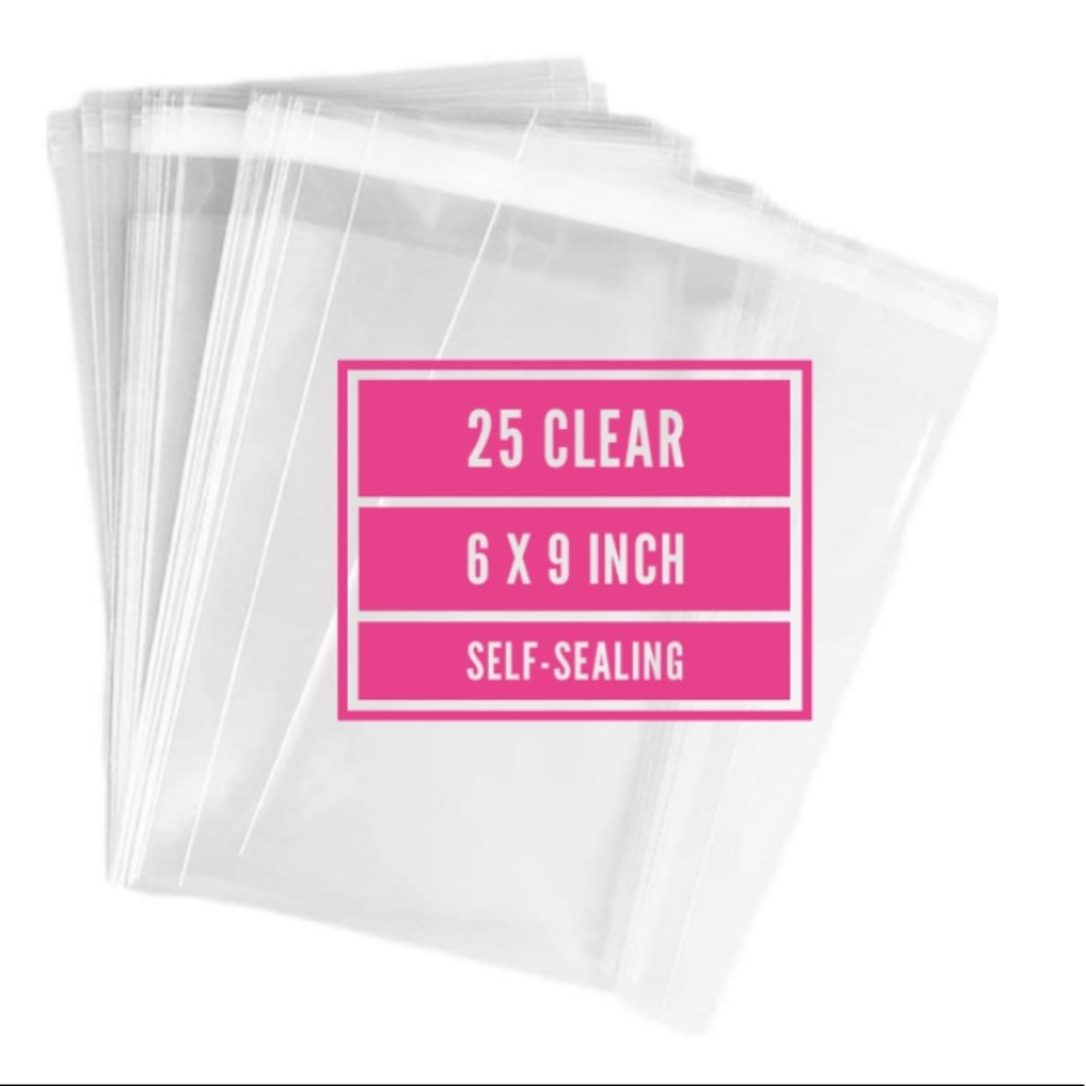 25 Clear Poly Bags- 6 x 9 inches